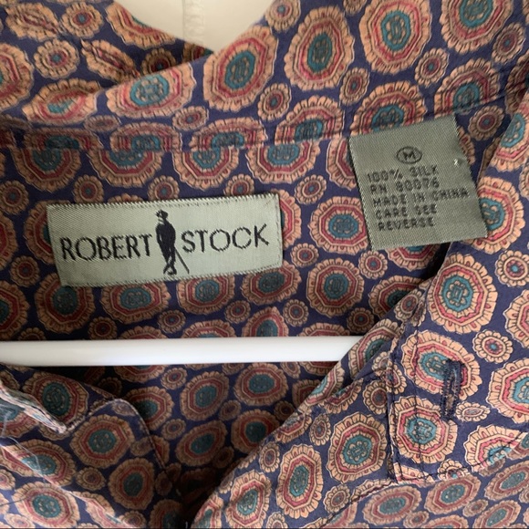 Vintage | Patterned Silk Short Sleeve Button Down - Picture 3 of 6